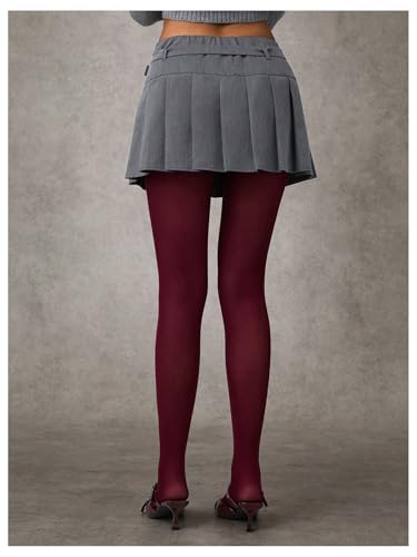 Floerns Women's Pleated Hem Low Waisted Mini Skirt A Line Preppy Belted Skirts2