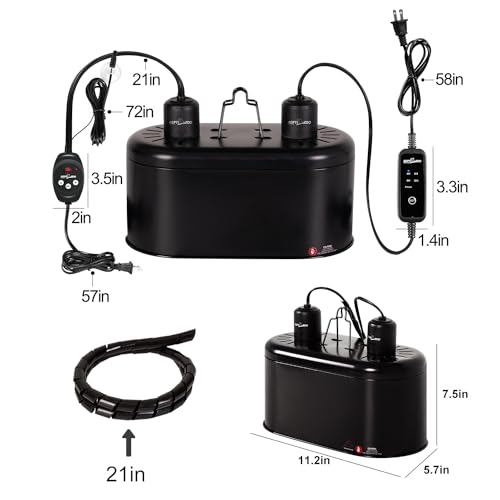 Reptizoo Dual Reptile Light Fixture With Dimming Thermostat And Timer, Deep Dome Lamp Fixture With Independent Reptile Dimming Thermostat Heat Bulb Temperature Controller And Timing Function thumb #1