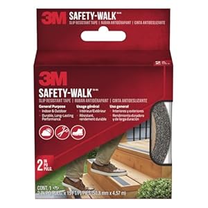 3M Safety-Walk Slip Resistant Tape, 2 in x 15 ft, Anti Slip Black Tape, Adhere Without Wrinkling, Curling, Tearing or Lifting, Self-Adhesive Backing For Quick & Easy Application, 1 Roll (610B-R2X180)