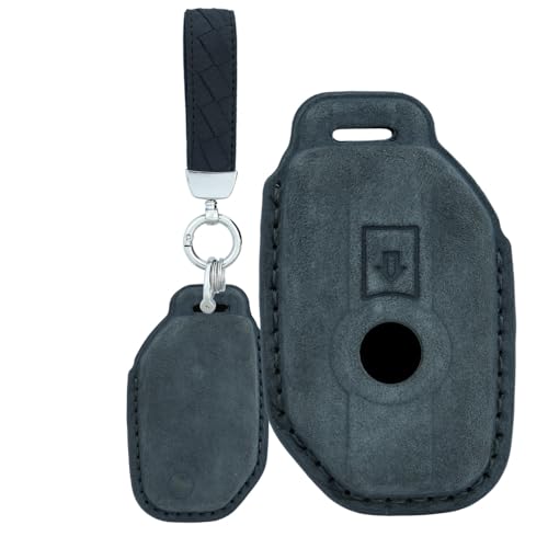 Coque de clé de moto en daim pour BMW R1250GS R1200RT étui gris pour télécommande Keyless B