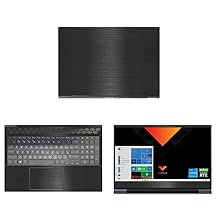 Decalrus - Protective Decal for The HP Victus Gaming Laptop 16.1" Screen Laptop Black Texture Brushed Aluminum Vinyl Cover wrap BAhpVictus16_gamingBack