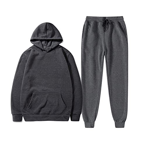 Survêtement homme à capuche pantalon jogging gris foncé XXL ensemble sport streetwear