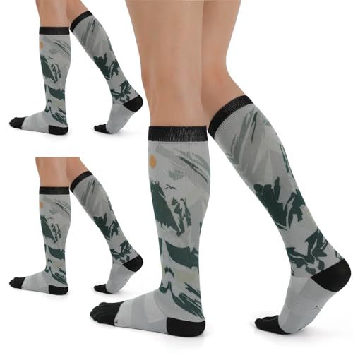 Toe Socks Graduated Compression Socks for Women and Men Knee High Best Support for Running Nurses Flight