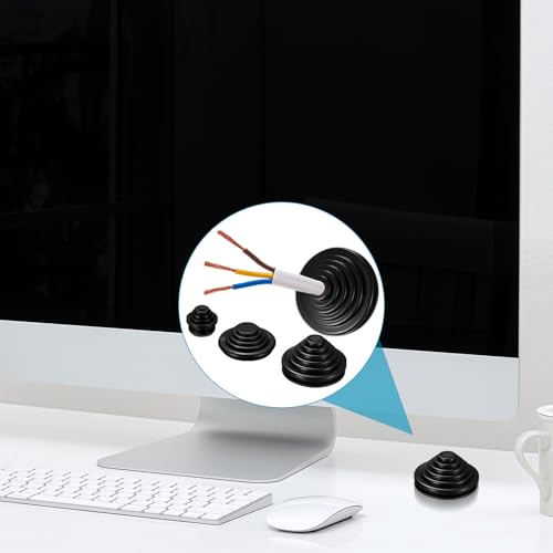 wugongshan 70 Stk Kabeldurchführung Gummitüllen für Kabel, Wasserdicht Kabeltüllen Set, Tower Gummistopfen Set, Durchgangstüllen Sortiment zum Schutz Elektrogeräte Kabel Draht, 10/20/25/30mm (Schwarz)