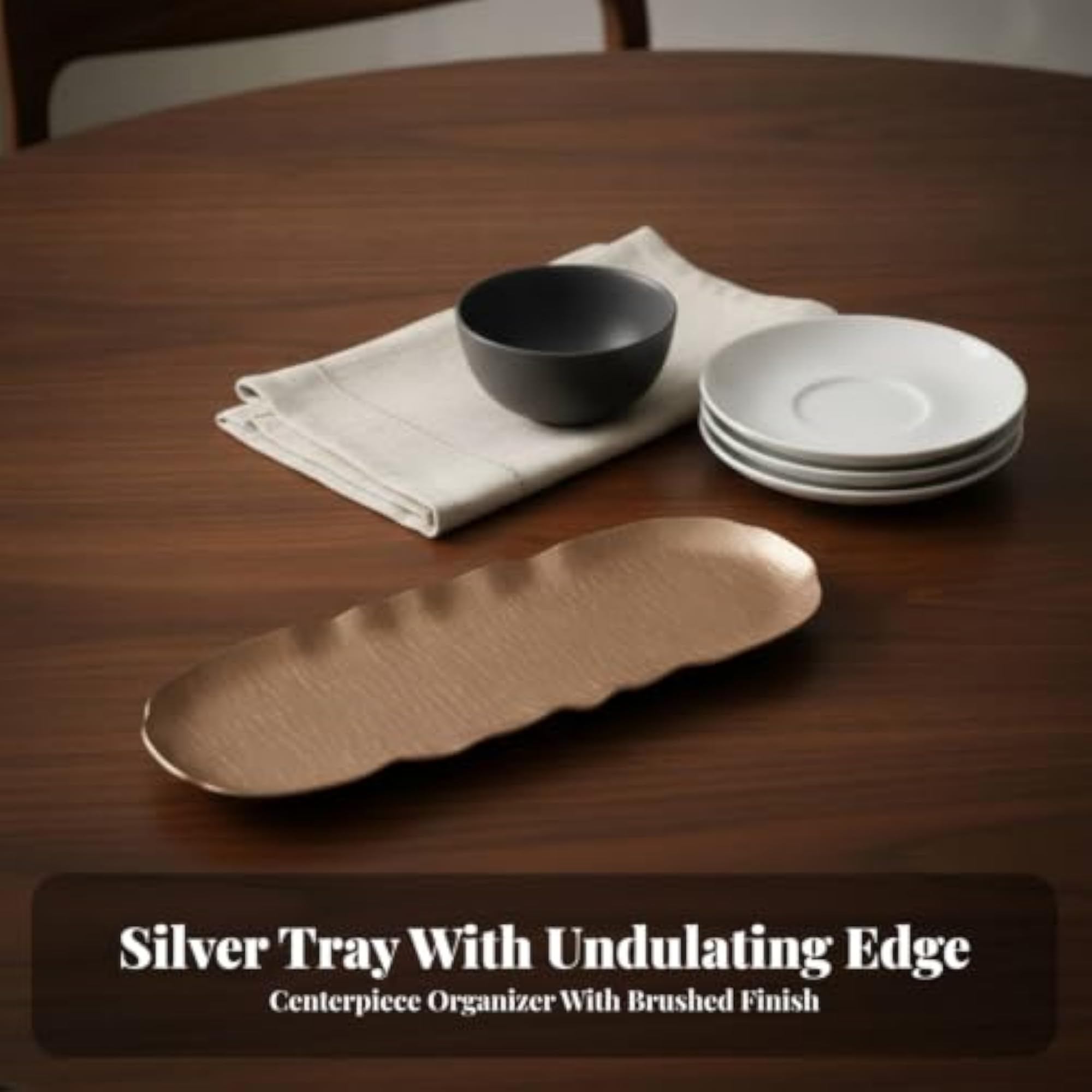 Lightweight Textured Aluminum Catchall Tray, Rose Gold