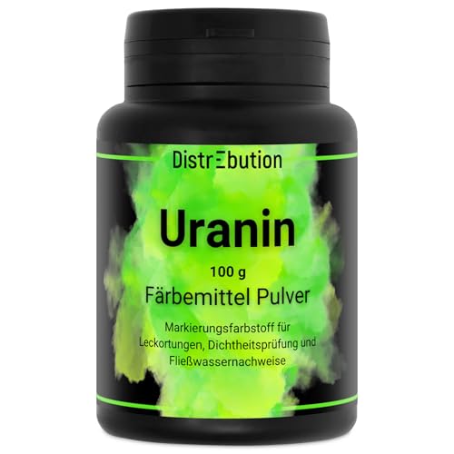 Uranin Pulver 100g – Fluorescein Markierungsfarbstoff für Leckortung, Leckageortung & Dichtheitsprüfung – Wasserfärbemittel, Färbemittel