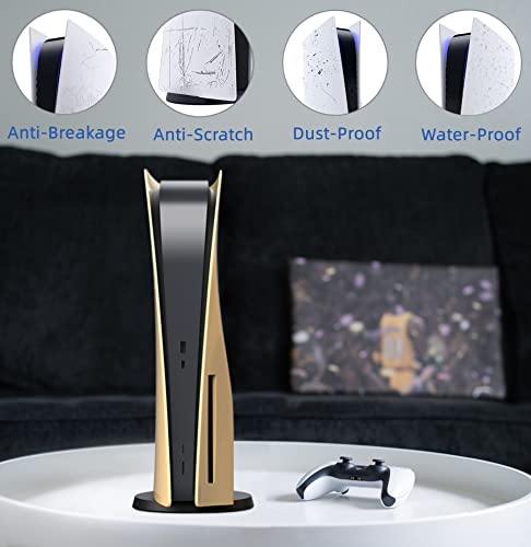Image of Disc Edition Face Plates Cover Skins Shell Panels for PS5 Console, Accessories for PlayStation 5 Protective Replacement Faceplates Dustproof Anti-Scratch (Gold)