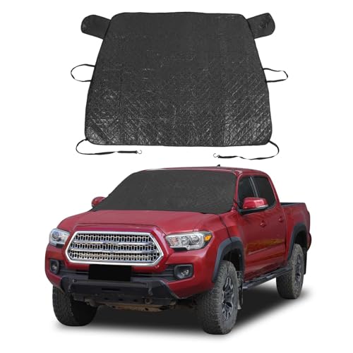 Image of Windshield Snow Cover Fit for Toyota Tacoma 2015-2022, Front Windshield Cover for Ice and Snow, Auto Extra Thick Windshield Ice Cover Protects Windshield from Rain, Sun, Frost (Black)