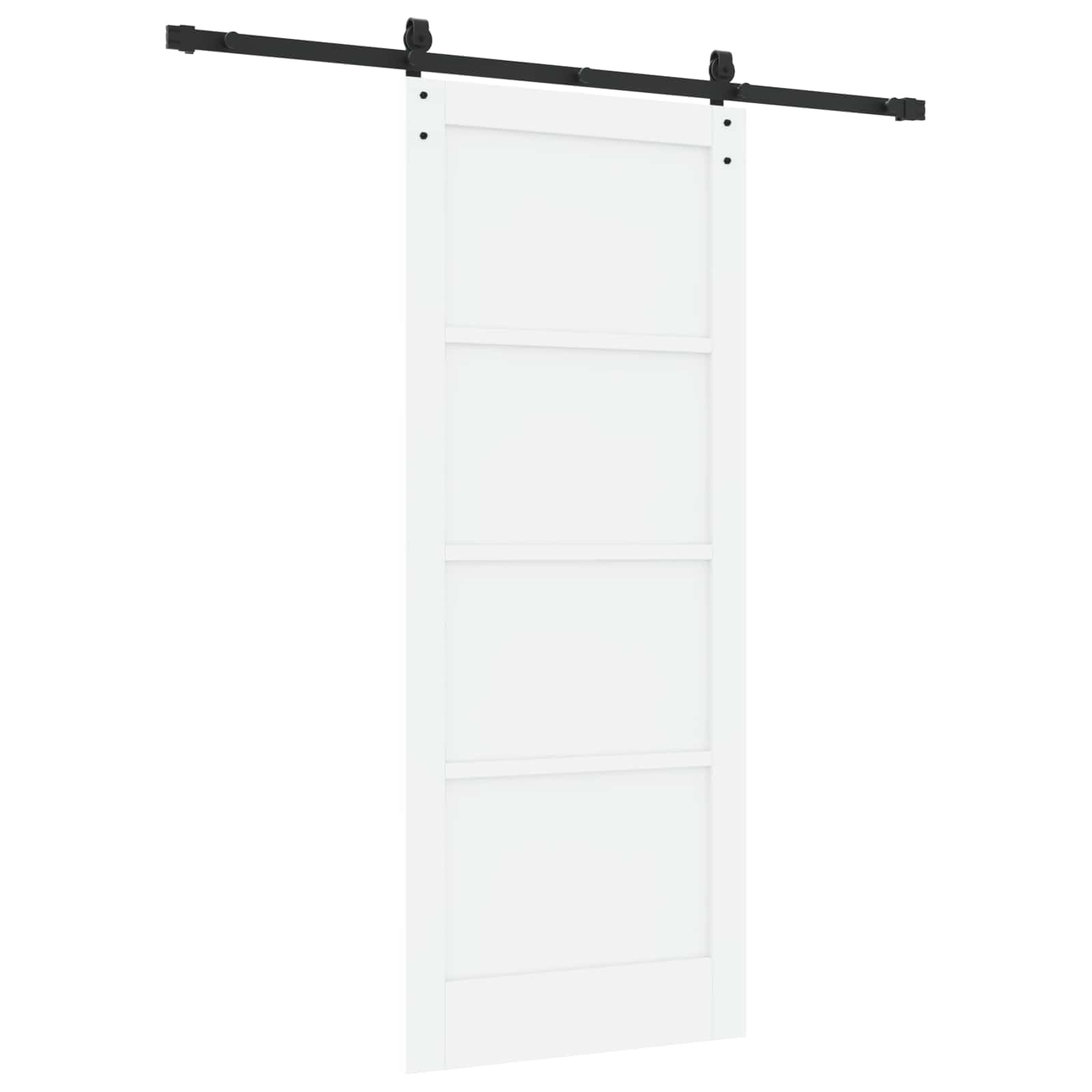 Puerta corredera de madera de pino maciza, 83 x 202 cm, color blanco y