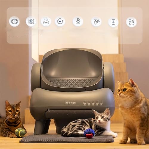 Caixas de Areia para Gatos, M1 Open-Top Banheiro Inteligente Gato Tuya WIFI Controle de APP Caixa Areia Gato Autolimpante Banheiro Gato (Cinza)