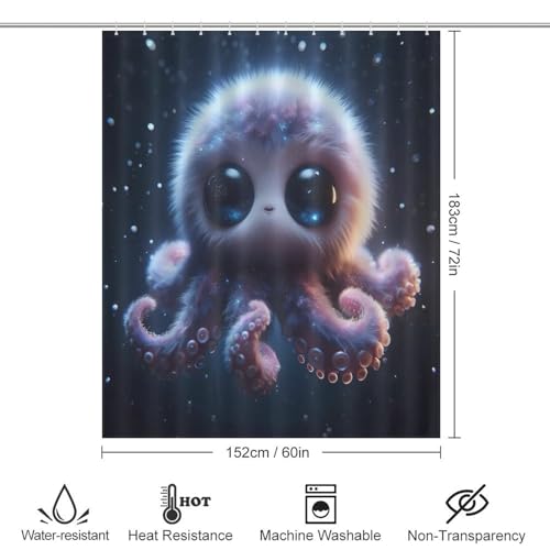 Rideau de douche pieuvre en polyester imperméable 152x183cm pour baignoire de maison