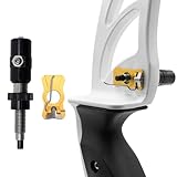 HANDBAIGE Archery Arrow Rest and Cushion Plunger Aluminum Magnetic Arrow Rest Adjustable Bow Plunger with Teflon Button for Recurve Bow Longbow (Yellow Arrow Rest+Plunger)