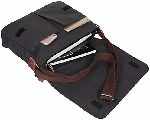 LOSMILE Mens Canvas Messenger Shoulder Bag. (Black)