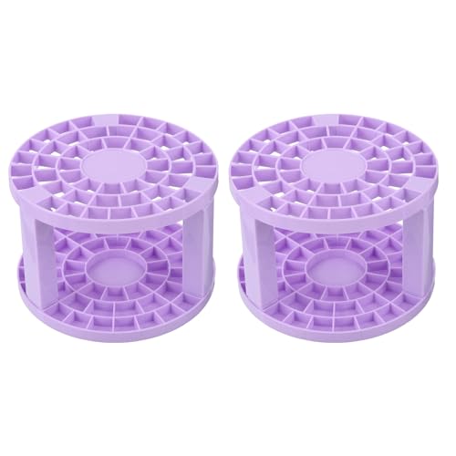 Image of PATIKIL 2pcs Paint Brush Holder, Paint Brush Storage Organizer 49 Holes Plastic Paint Storage Desk Stand Round for Artist Desk Makeup Pencil, Purple