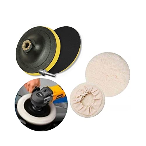 Kit Polimento Para Furadeira com Base 125mm E Boina de Lã 5'