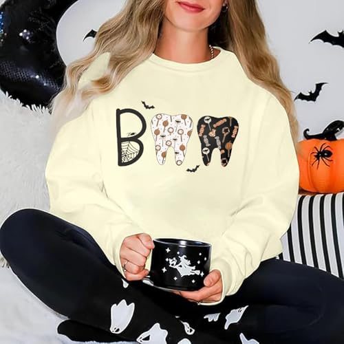 Spooky Dental Sweatshirt Boo Halloween Sweet Tooth Sweatshirt Funny Halloween Boo Pullover Hoodie2