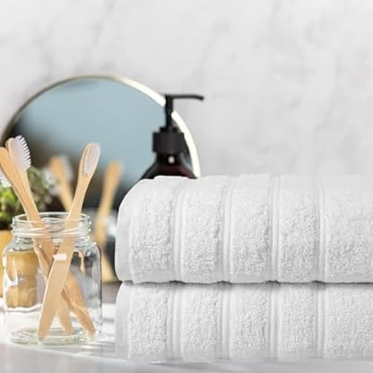 Briarwood Home Hochwertiges 2-teiliges Handtuch-Set aus Baumwolle, extra saugfähig, ultraweich, 500 g/m², Weiß – Bild 3