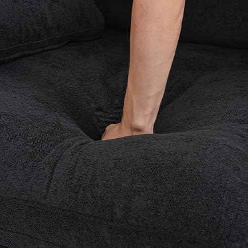 Cloud Modular Sectional Sofa with 2 Storage Ottomans,160.6\" Down Filled Comfort U Shaped Sofa Couch for Living Room,Minimalist Wide Deep Seat Convertible Couches,4 Seater and 2 Ottoman,Black - Thumbnail 6