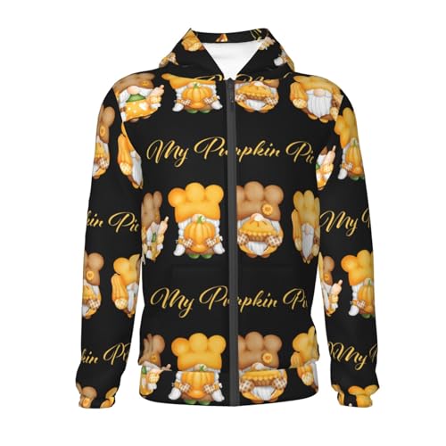 Pumpkin Pie Gnome Kids Pullover Hoodies Boys Zip Up Sweatshirts Girls Athletic Clothes with Pocket2