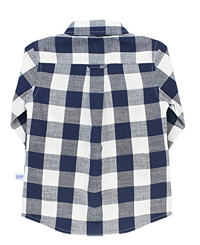 Image of RUGGEDBUTTS Boys Solid Cotton Long Sleeve Button Down Shirt with Button Tabs