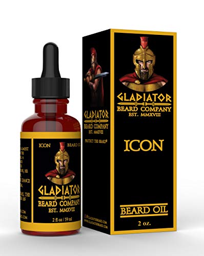 Gladiator Beard® Oil (2 Oz.) – Icon Scent – Ultra-Conditioning Formula With 9 All-Natural Carrier Oils Rich In Vitamin E To Soften And Strengthen Your Beard - Made In The Usa #TOP3