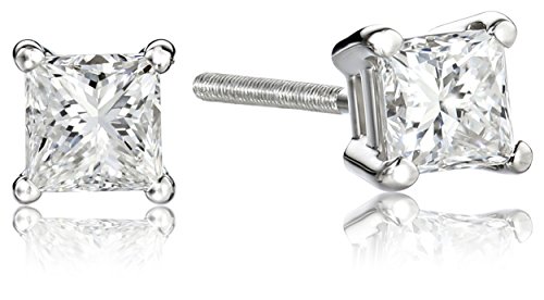 IGI-Certified Platinum Princess Diamond Stud Earrings (1 cttw, G-H Color, VS2 Clarity)