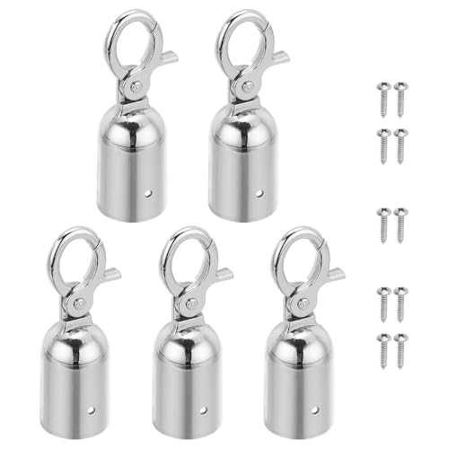 Embout de cordage pour barrière argenté PATIKIL avec mousqueton x5