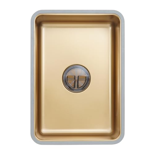Image of Small Gold Sink,Portable Washing-Up Bowl Stainless Steel Material,Pratical Extra of Workstation Kitchen Sink,Special Embossed Design & Non Sticky Grease (Gold, 11 X 15 3 /4 inch)