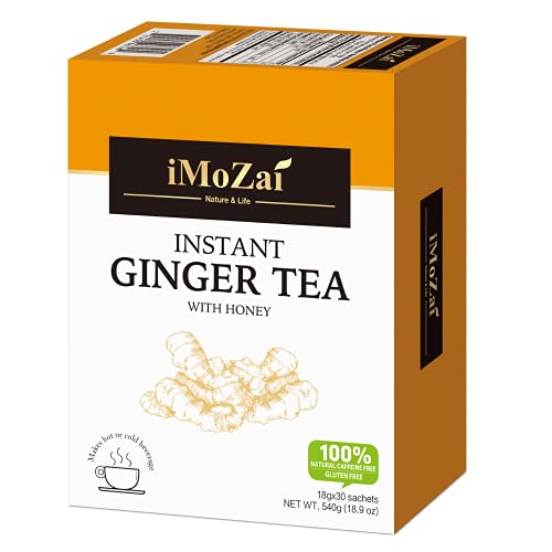 Imozai Instant Ginger Tea With Honey Crystals (Original Flavor, 90 Sachets)