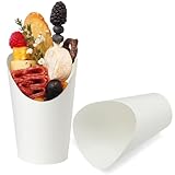 CAMKYDE 50 Pcs Disposable White Charcuterie Cups, 12oz French Fries Holder French Fry Cups for all Occasions (12oz, White)