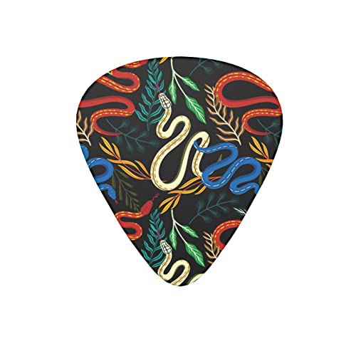 Lot de 12 médiators pour guitare électrique et basse – Motif feuilles noires – Avec boîte - Les Beatles, Paul McCartney, John Lennon, RIngo Starr, George Harrison Lot de 12 médiators pour guitare électrique et basse - Motif feuilles noires - Avec boîte