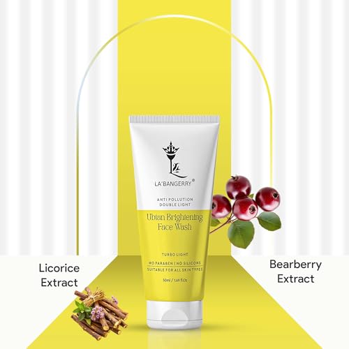 Image of LA'BANGERRY Double Light Ubtan Brightening Face Wash | Anti-Pollution Deep Cleanser | Removes Tan & Dead Skin Cells | Glowing Skin Face Cleanser for Men & Women | 50 ml