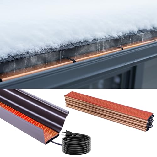 H&G Lifestyles 20ft Electric Gutter Heater for Roof- Winter Roof and Gutters Valley De-Icing System to Prevent Ice Dams,10pcs Heating Panels with Heat Cable,Easy Installation, Self-Regulating Heating