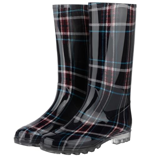 DaeRainy Tall Rain Boots for Women, Knee High Waterproof Slip On Garden Boots