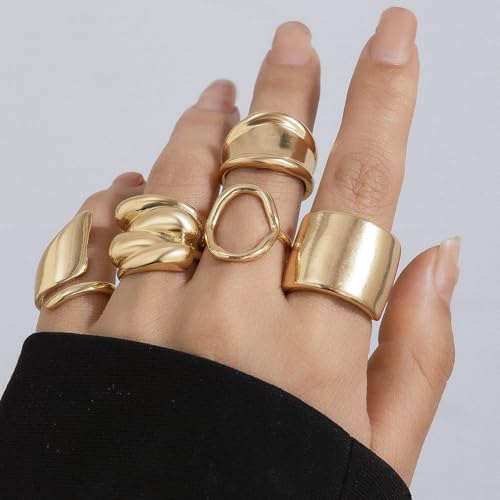 Image of Shining Diva Fashion Stylish Trendy Finger Rings Set for Women & Girls | Chunky Minimal Statement Ring Combos Modern Elegant Jewellery Collection