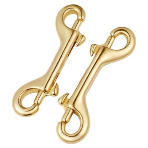 VILLFUL 2pcs Brass Double Hook Hooks Chain Clasps Multipurpose Snap Hook Lanyard Snap Clasp Dog Leash Clip Dog Leash Buckle DIY Clasps Double Ended Snap Clips Metal Pet