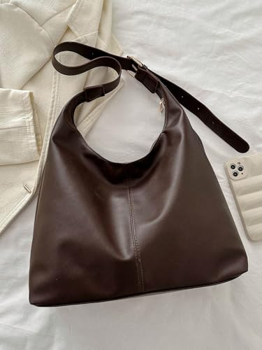 Image of Hobo Shoulder Bag for Women - Soft PU Leather Slouchy Tote Purse | Casual Lightweight Handbag for Work, Travel & Everyday Use