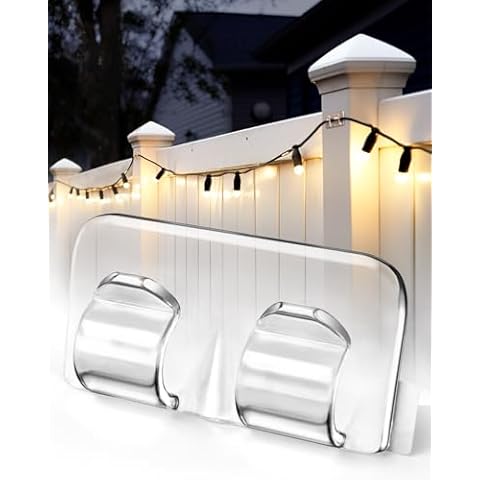 Hooks for Outdoor String Lights Clips: 26Pcs Heavy Duty Light Hook with Waterproof Adhesive Strips - Outside Clear Cord Holders for Hanging Christmas Lighting - Outdoors Sticky Clip Cover