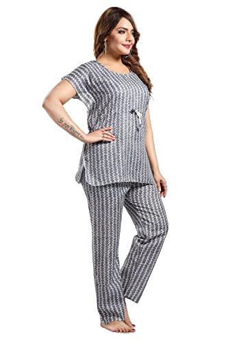 Image of Fabme Women's Cotton Printed Kaftan and Pyjama Set