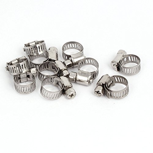 Aexit Stainless Steel Clamps Adjustable 9mm-16mm Cable Tight Clamps Pipe Hose Fitting Strap Clamps Clips 10pcs