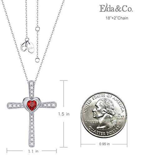 ELDA & CO. Christmas Birthday Gifts for Women Garnet Necklace for Mom Wife January Birthstone Jewelry Sterling Silver Love Heart Anniversary - Image 4