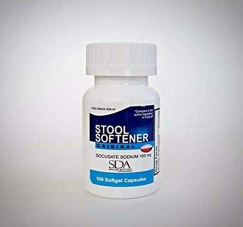 SDA Laboratories Stool Softener Docusate Sodium Supplement, 100 mg, 100 softgel