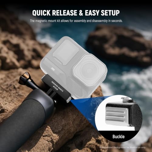 Image of NEEWER Basics Magnetic Quick Release Mount Adapter Compatible with Insta360 Ace Pro /Ace Pro 2, 2 Prong Action Camera Accessories for Photography Filming Video Recording, AC038