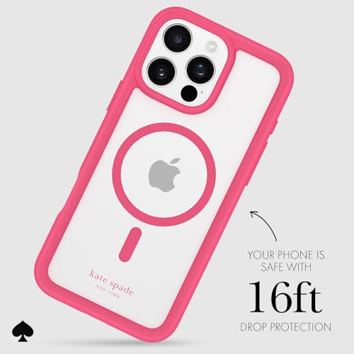 Image of kate spade new york iPhone 16 Pro Case - Pom Pom Pink | Compatible with MagSafe - Lightweight Designer Case for iPhone 16 Pro with Anti-Scratch Coating and Pom Pom Pink Design