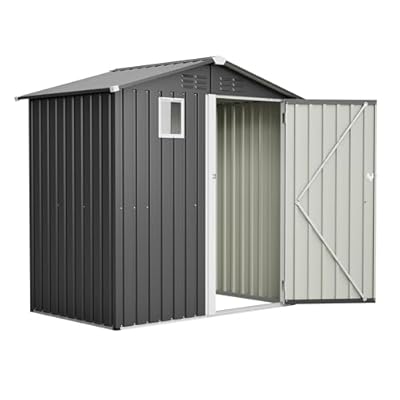 6x4 FT Outdoor Metal Storage Shed with Lockable Doors - Galvanized Steel Utility Tool Shed for Garden, Backyard, Patio, Lawn Equipment Storage, Weather-Resistant & Tool-Free Assembly
