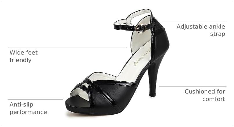 Image of getmorebeauty Peep Toe Heels for Women Sexy Strappy High Heels Ankle Strap Heeled Sandals