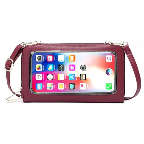 [Honesty Mouth] スマホ 財布 一体型 ショルダーバッグ スマホショルダー レディース 入れたまま操作 ポーチ お財布ショルダー 斜めがけ 大きめ (06:ワインレッド)