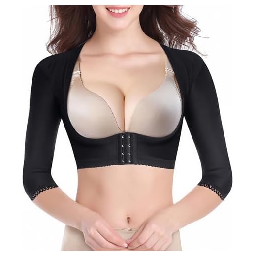 BRABIC Upper Arm Shaper Post Surgical Slimmer Compression Sleeves Posture Corrector Tops Shapewear for Women (Black, 3XL)