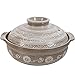 KTZAJO Drukowana ceramiczna zapiekanka z pokrywką, zdrowa wolnowar, japoński garnek do gorącego Donabe gliniany garnek, garnek do zupy ryżowej, 1,5 l