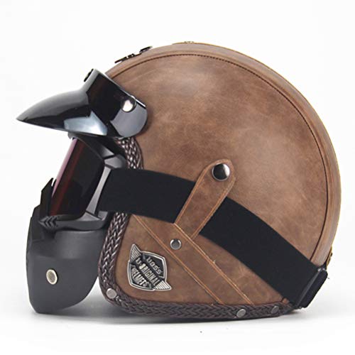 Cascos de cuero de la PU 3/4 Casco de moto Chopper de motocicleta Casco de moto v